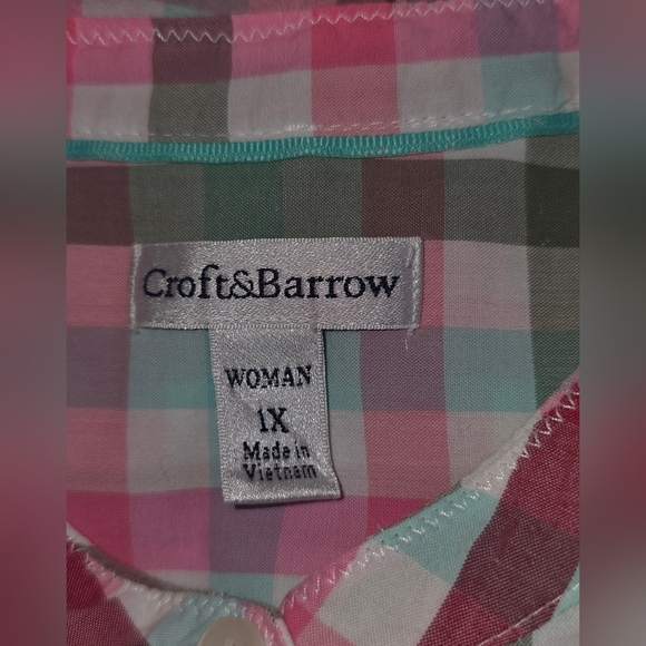 Croft & Barrow Plaid 3/4 Sleeve Top Size 1X - Picture 3 of 4